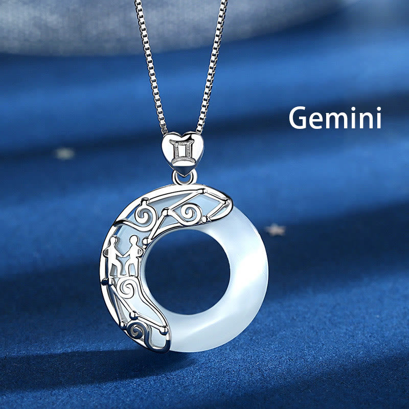 925 Sterling Silver Cat's Eye Zodiac Necklace for Love Support