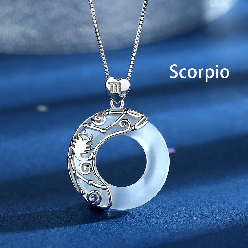 925 Sterling Silver Cat's Eye Zodiac Necklace for Love Support