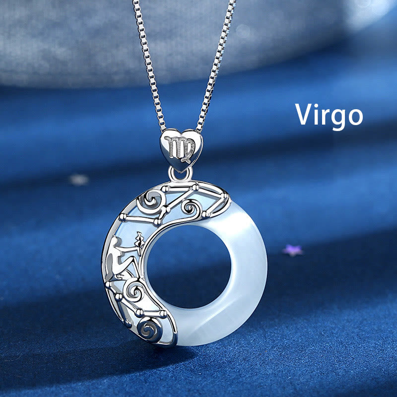 925 Sterling Silver Cat's Eye Zodiac Necklace for Love Support