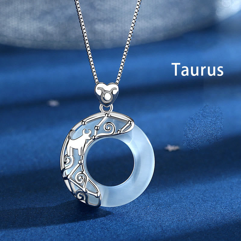 925 Sterling Silver Cat's Eye Zodiac Necklace for Love Support
