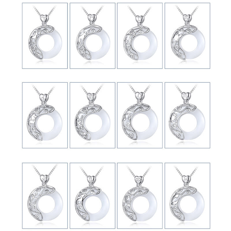 925 Sterling Silver Cat's Eye Zodiac Necklace for Love Support