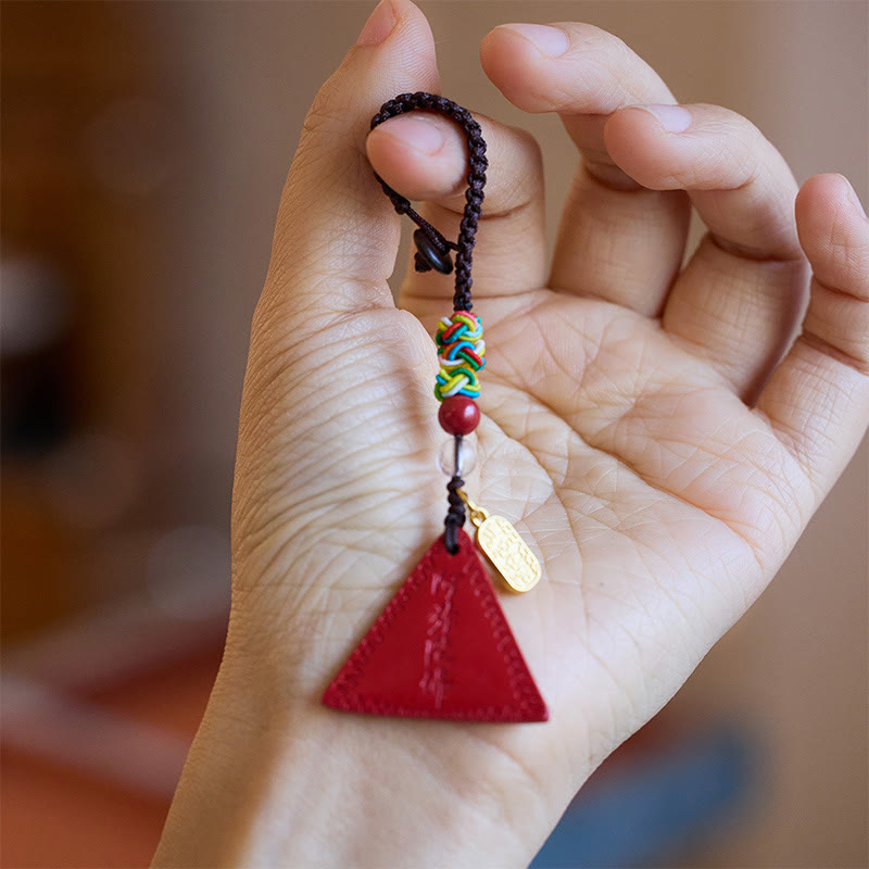 Cinnabar Triangle Talisman Key Chain for Spiritual Protection
