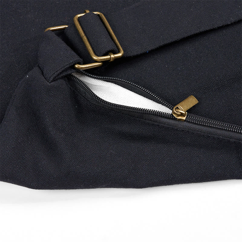 Cotton Crossbody Bag Black Red Blue Stripes Pattern