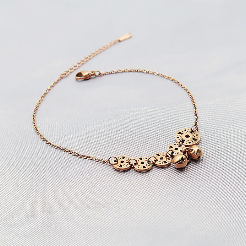 Copper Coins Titanium Steel Spiritual Strength Anklet Charm