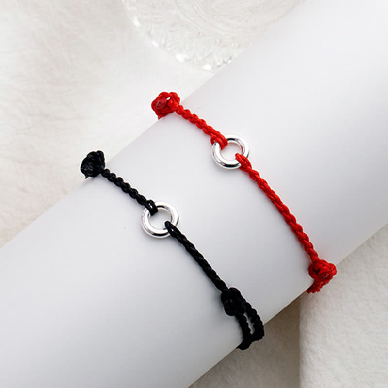 925 Sterling Silver Peace Buckle Luck String Braid Rope Spiritual Anklet
