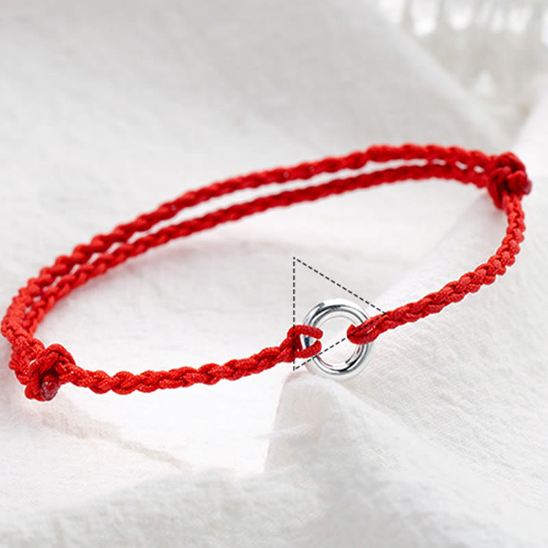 925 Sterling Silver Peace Buckle Luck String Braid Rope Spiritual Anklet