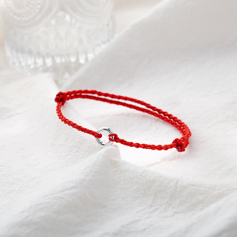 925 Sterling Silver Peace Buckle Luck String Braid Rope Spiritual Anklet