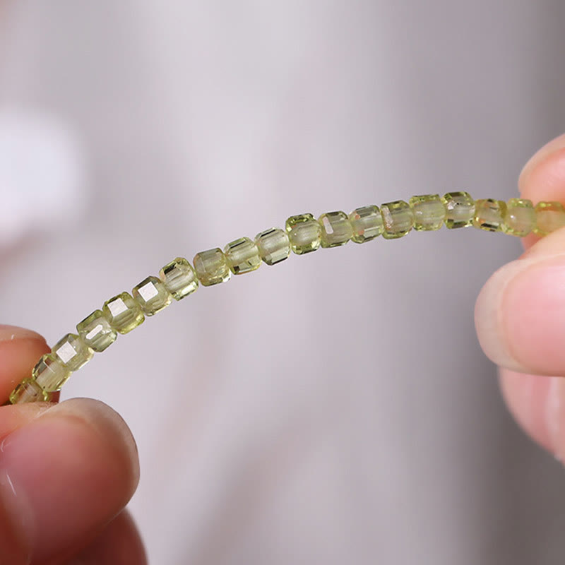 2mm Peridot Spiritual Peace Anklet with Sterling Silver Beads