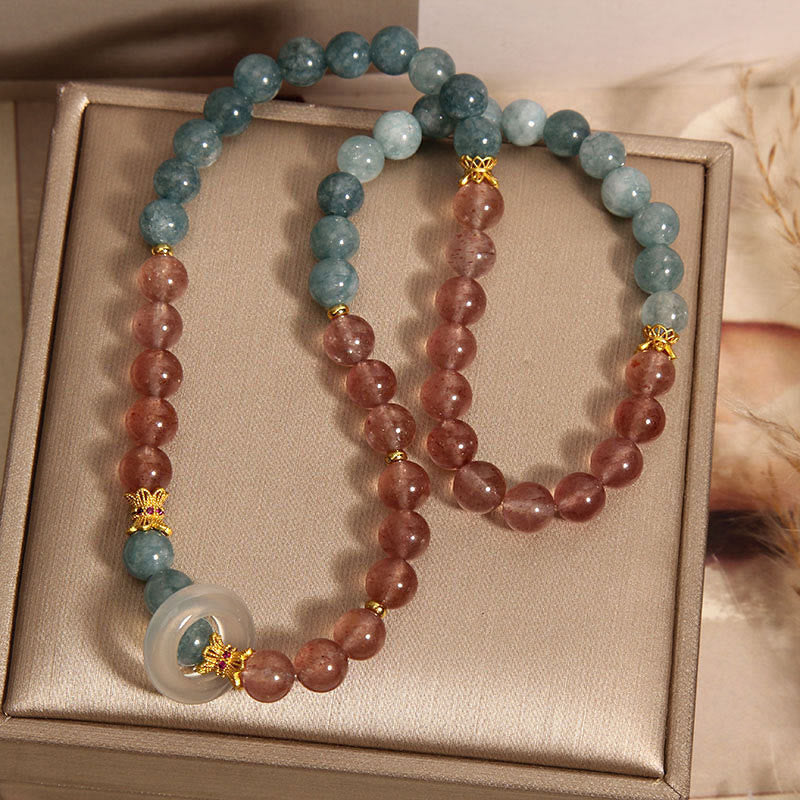 8mm Jade & Strawberry Quartz Abundance Luck Bracelet