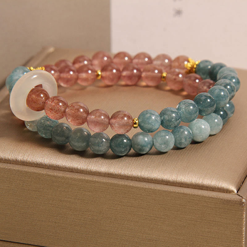 8mm Jade & Strawberry Quartz Abundance Luck Bracelet