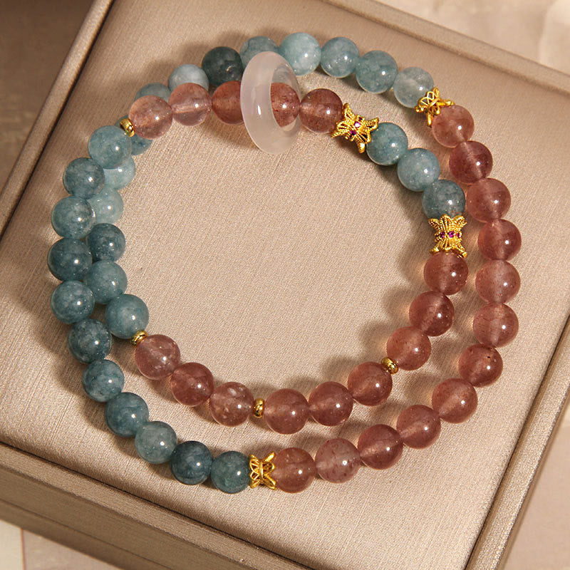 8mm Jade & Strawberry Quartz Abundance Luck Bracelet