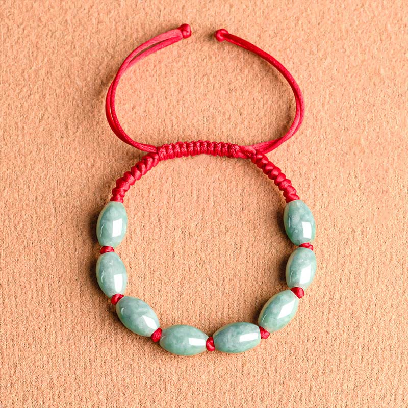 Adjustable Jade Luck Bracelet with Red String for Prosperity