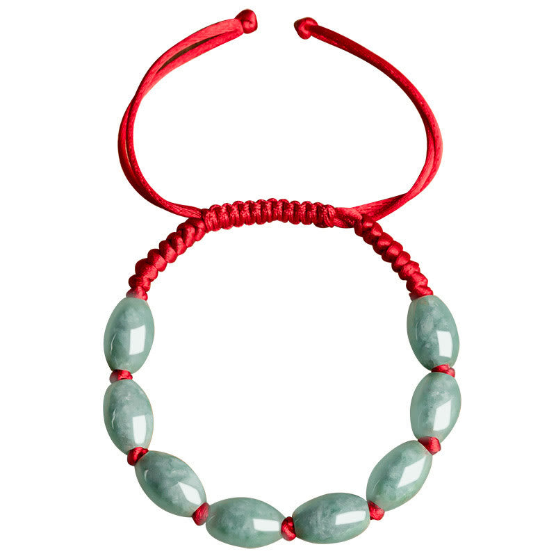 Adjustable Jade Luck Bracelet with Red String for Prosperity