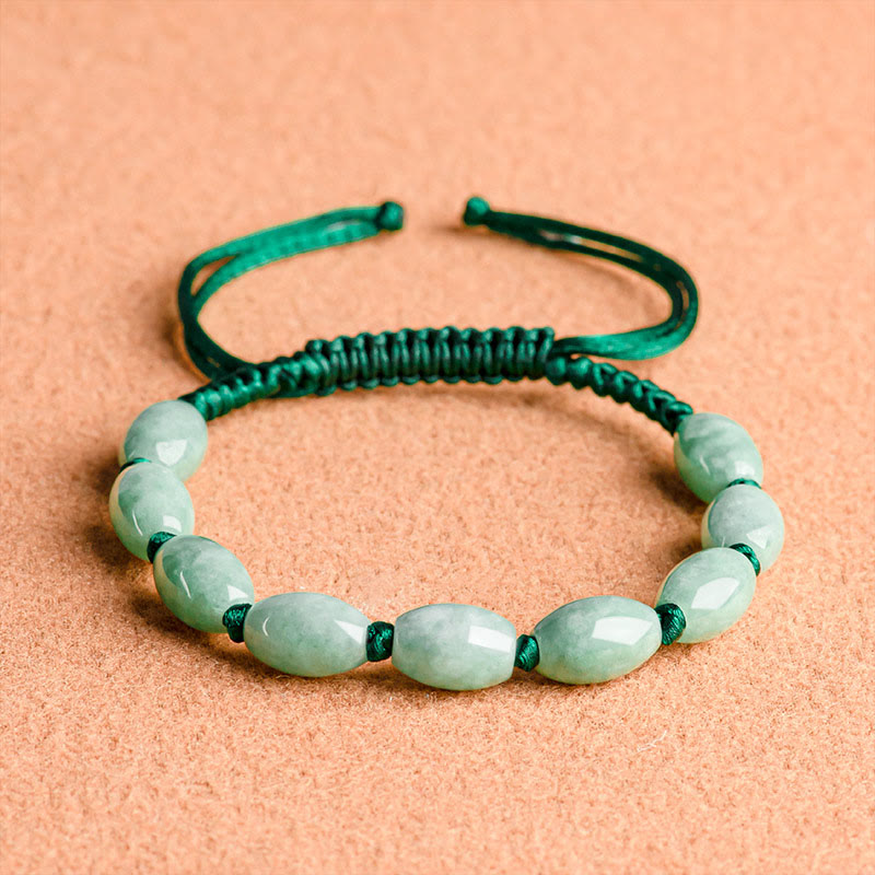 Adjustable Jade Luck Bracelet with Red String for Prosperity