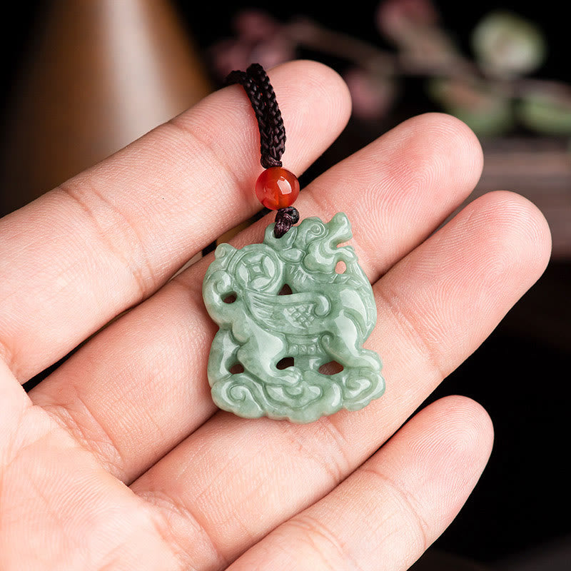 Jade PiXiu Necklace for Wealth and Luck Spiritual Protection