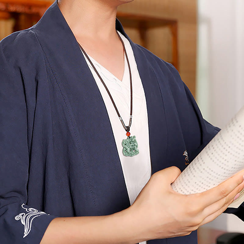 Jade PiXiu Necklace for Wealth and Luck Spiritual Protection