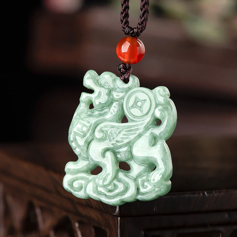 Jade PiXiu Necklace for Wealth and Luck Spiritual Protection