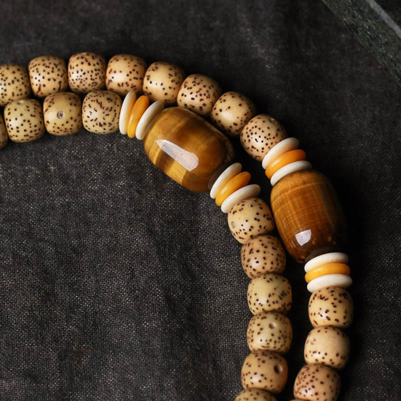 108 Beads Bodhi Seed Tiger Eye Bracelet for Spiritual Peace
