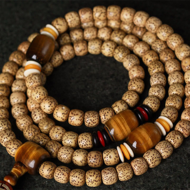 108 Beads Bodhi Seed Tiger Eye Bracelet for Spiritual Peace