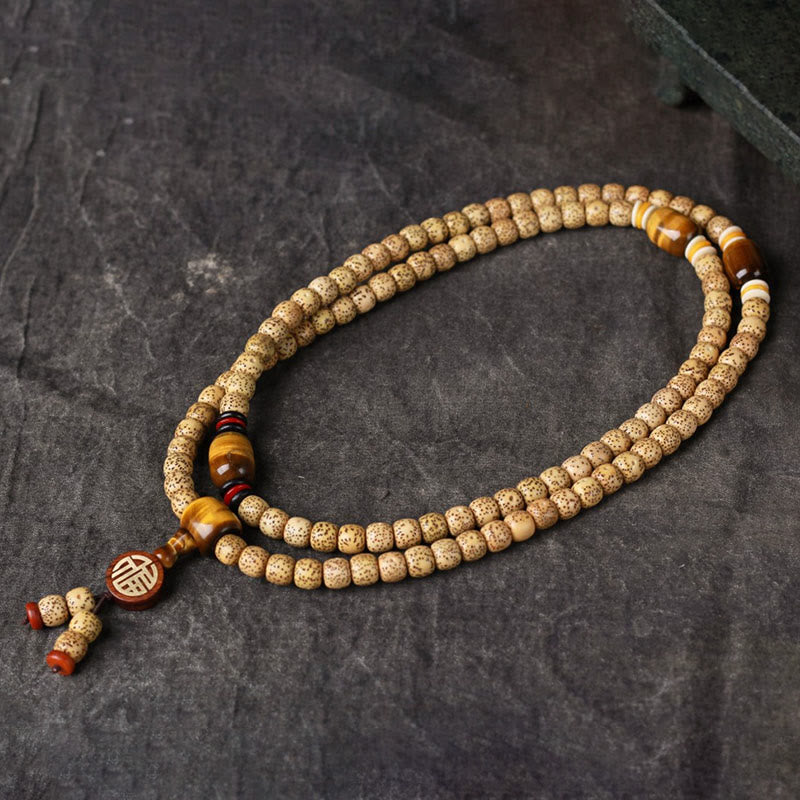108 Beads Bodhi Seed Tiger Eye Bracelet for Spiritual Peace