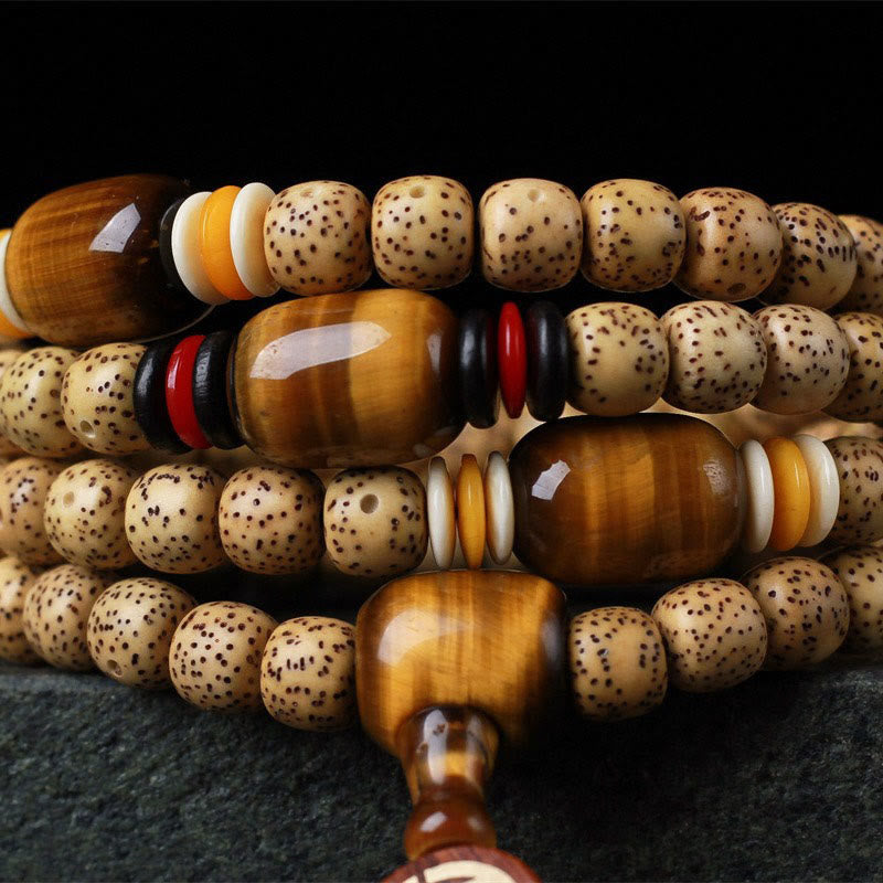 108 Beads Bodhi Seed Tiger Eye Bracelet for Spiritual Peace