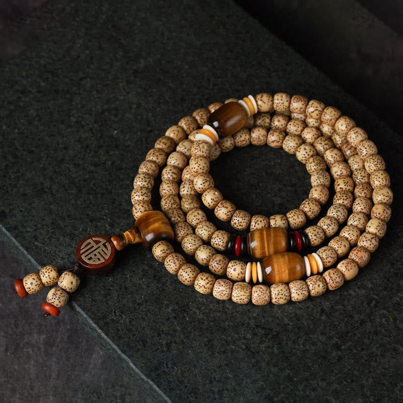 108 Beads Bodhi Seed Tiger Eye Bracelet for Spiritual Peace