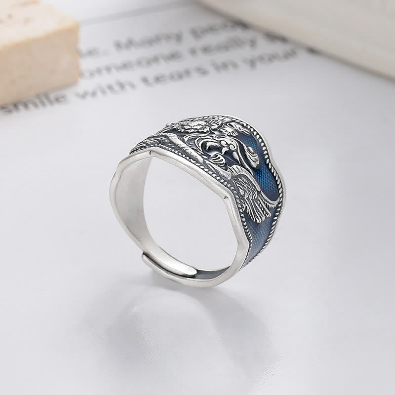 Adjustable 925 Sterling Silver Phoenix Luck Ring