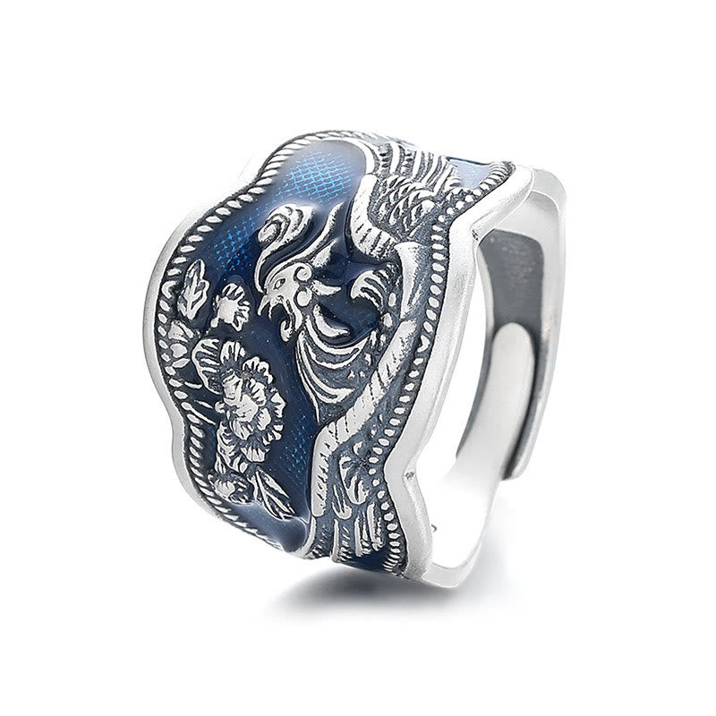 Adjustable 925 Sterling Silver Phoenix Luck Ring