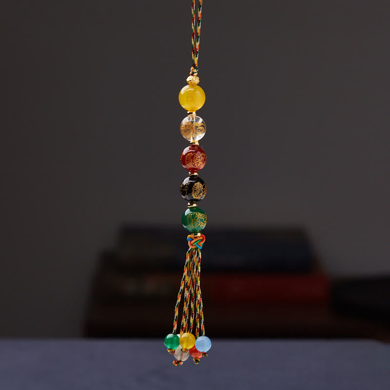 8mm Agate Five God of Wealth Car Hanging | Spiritual Jewelry