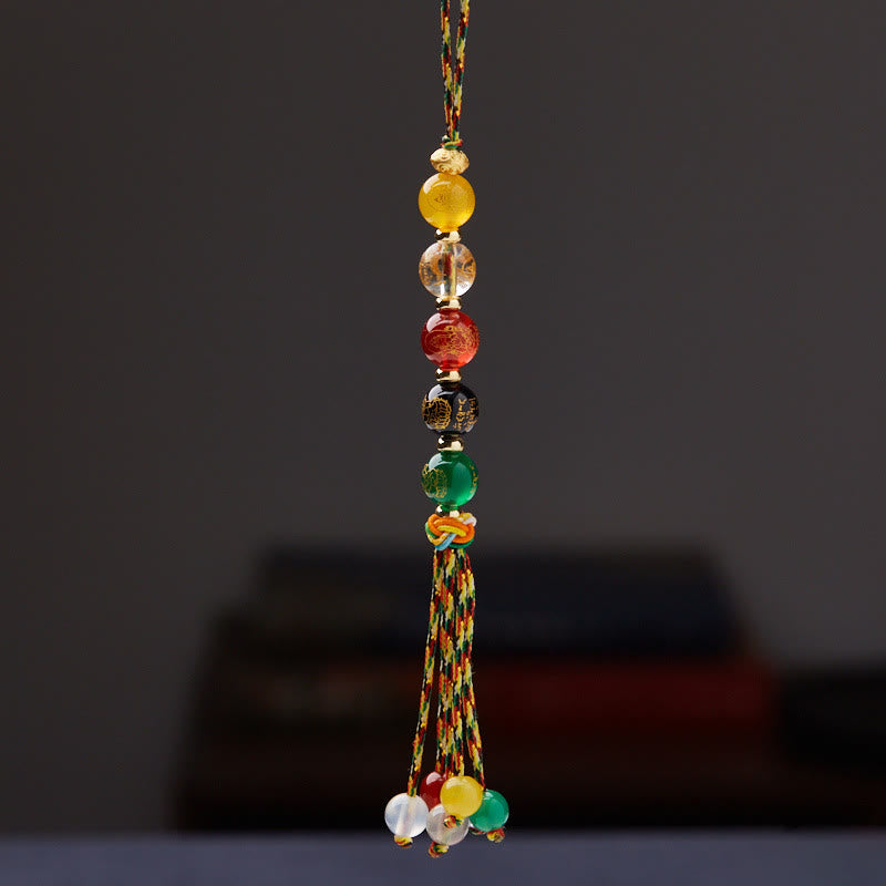 8mm Agate Five God of Wealth Car Hanging | Spiritual Jewelry