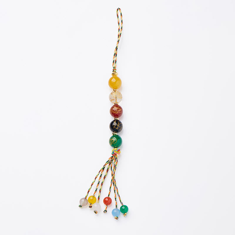 8mm Agate Five God of Wealth Car Hanging | Spiritual Jewelry