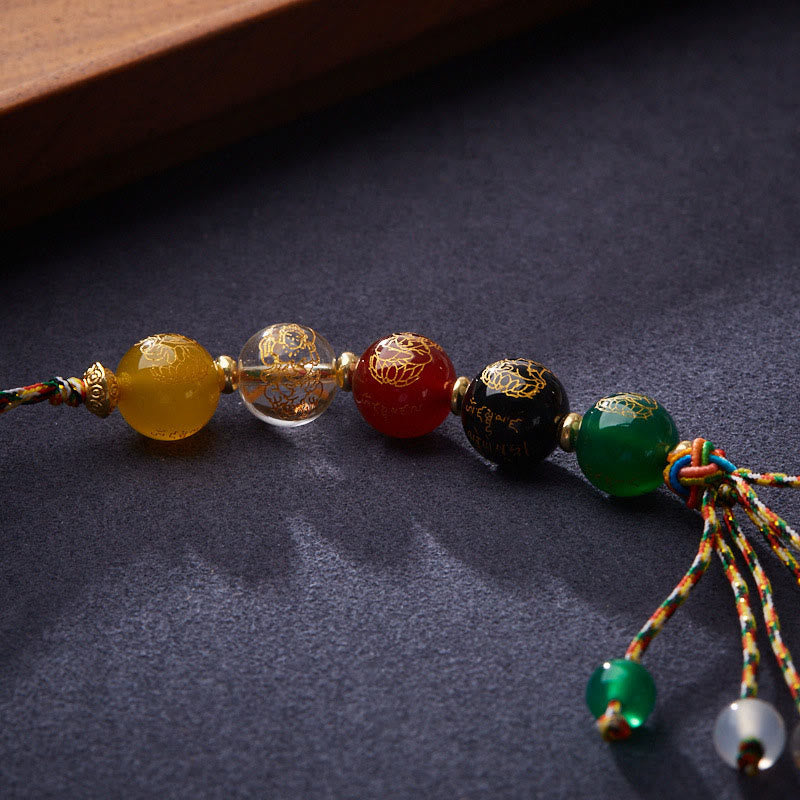 8mm Agate Five God of Wealth Car Hanging | Spiritual Jewelry