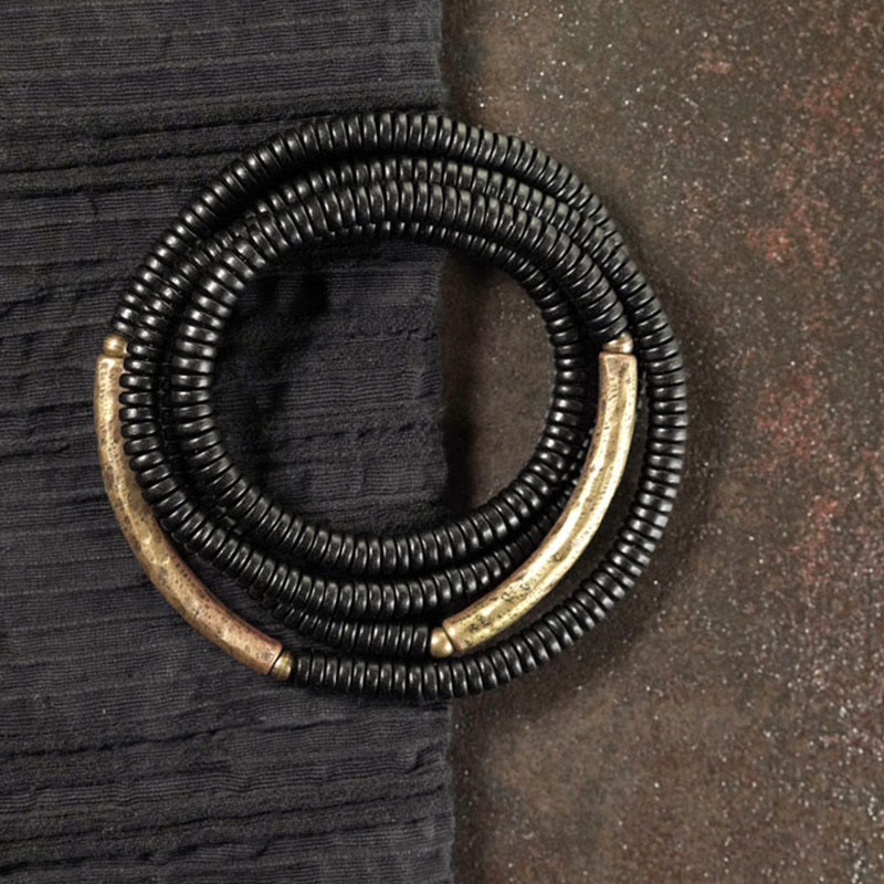 Unisex Ebony Wood Multilayered Peace Bracelet 16cm