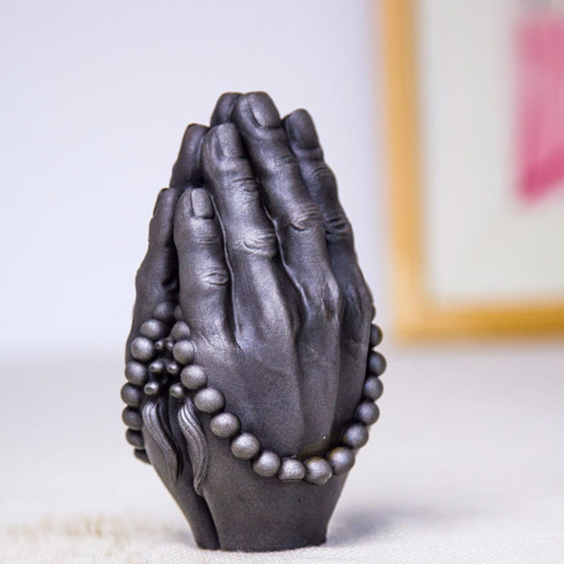 Handmade Rust & Polished Buddha Namaste Statue 15cm | Healing Sounds