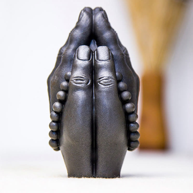 Handmade Rust & Polished Buddha Namaste Statue 15cm | Healing Sounds