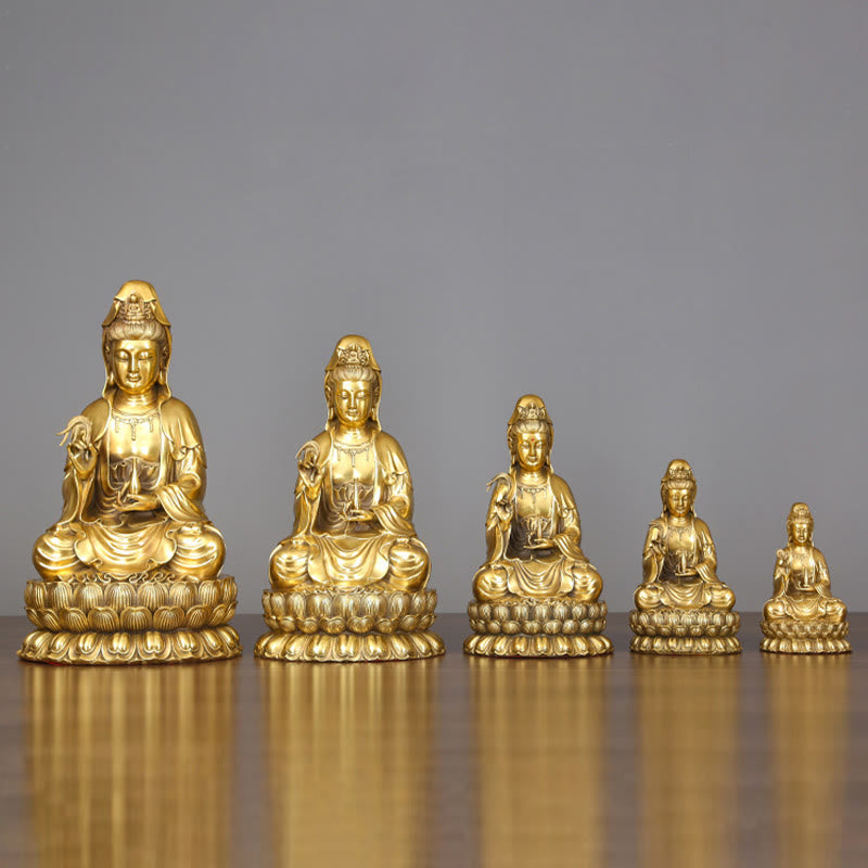 Kwan Yin Avalokitesvara Brass Statue 21cm Spiritual Harmony