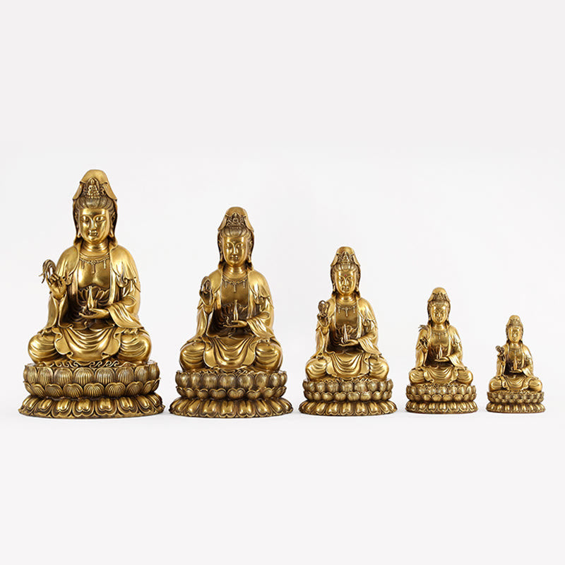 Kwan Yin Avalokitesvara Brass Statue 21cm Spiritual Harmony