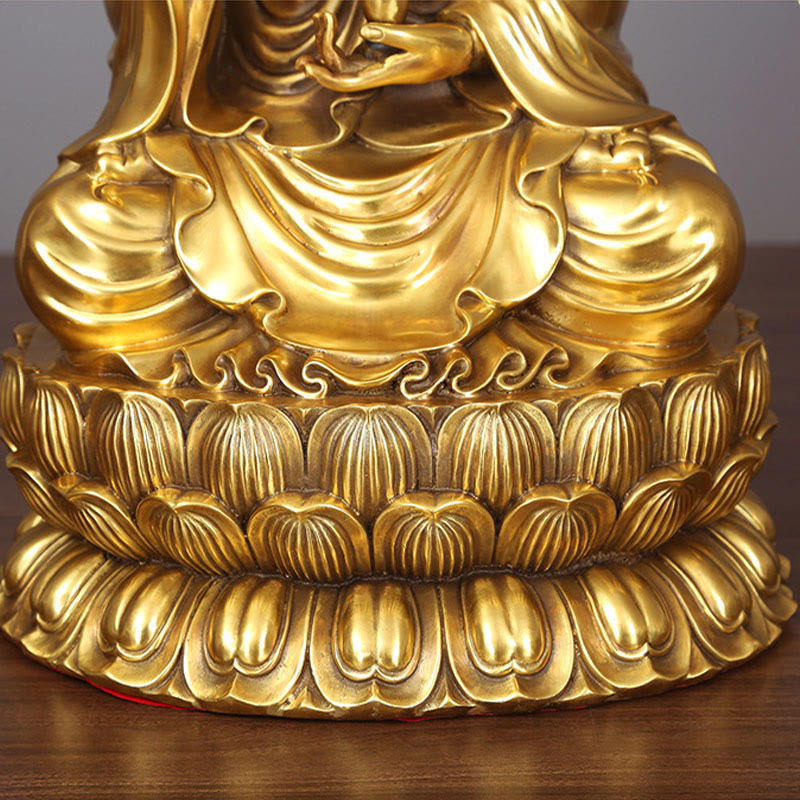 Kwan Yin Avalokitesvara Brass Statue 21cm Spiritual Harmony