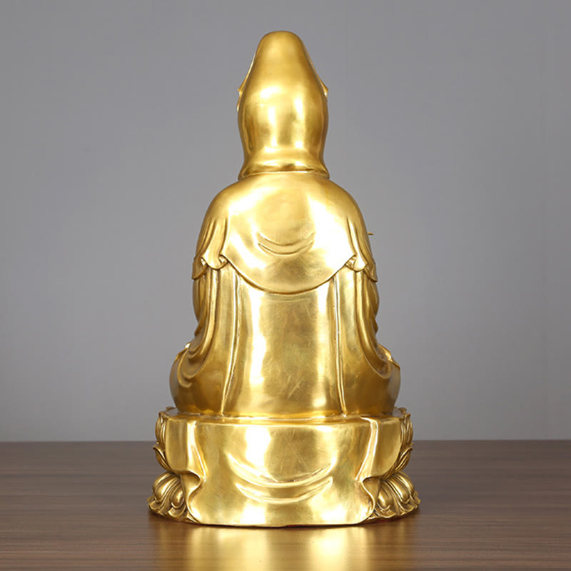 Kwan Yin Avalokitesvara Brass Statue 21cm Spiritual Harmony