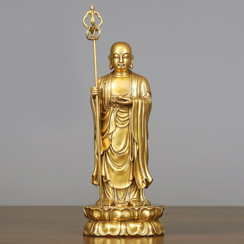 Ksitigarbha Bodhisattva Copper Buddha Statue 27cm Compassion