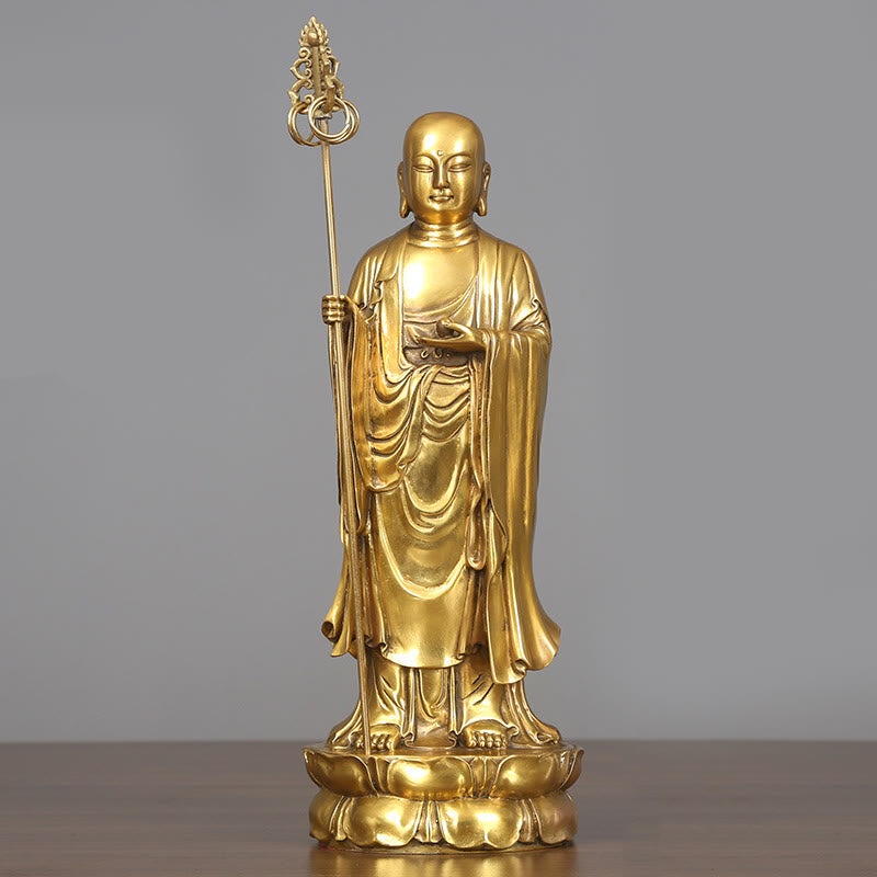 Ksitigarbha Bodhisattva Copper Buddha Statue 27cm Compassion