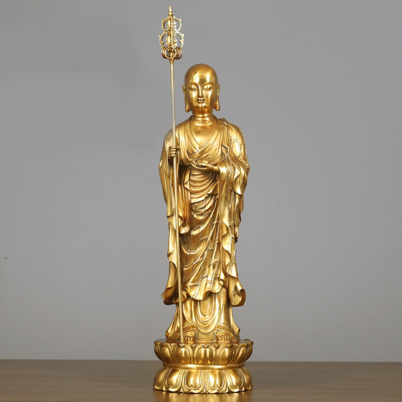 Ksitigarbha Bodhisattva Copper Buddha Statue 27cm Compassion
