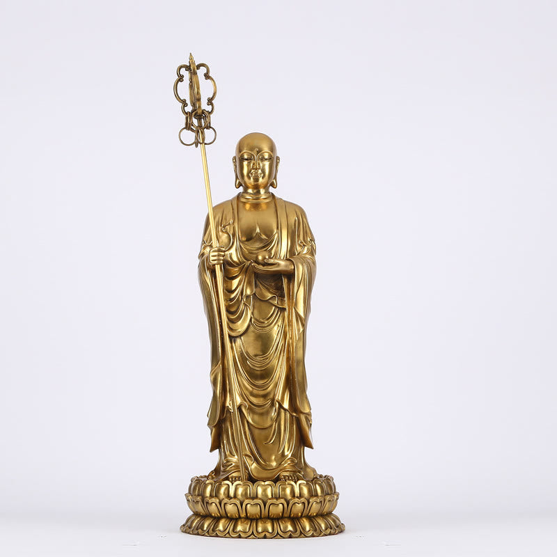 Ksitigarbha Bodhisattva Copper Buddha Statue 27cm Compassion