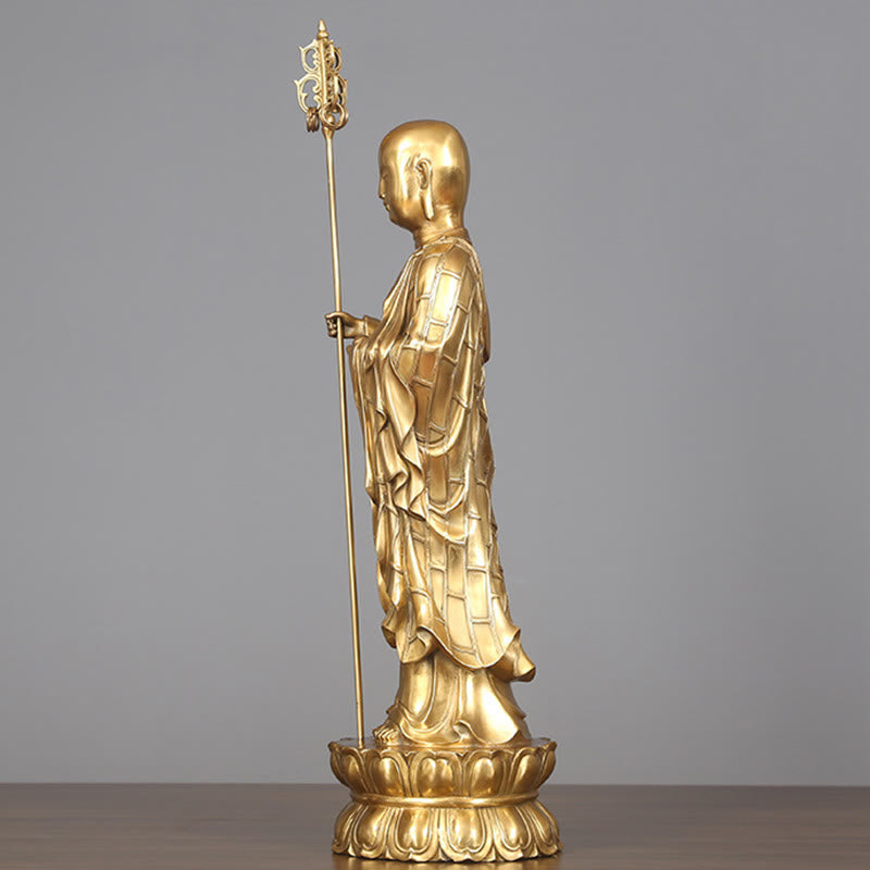 Ksitigarbha Bodhisattva Copper Buddha Statue 27cm Compassion