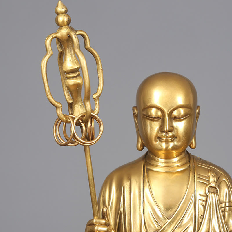 Ksitigarbha Bodhisattva Copper Buddha Statue 27cm Compassion