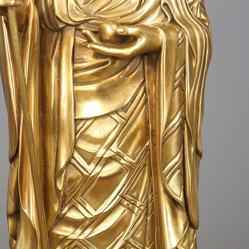 Ksitigarbha Bodhisattva Copper Buddha Statue 27cm Compassion