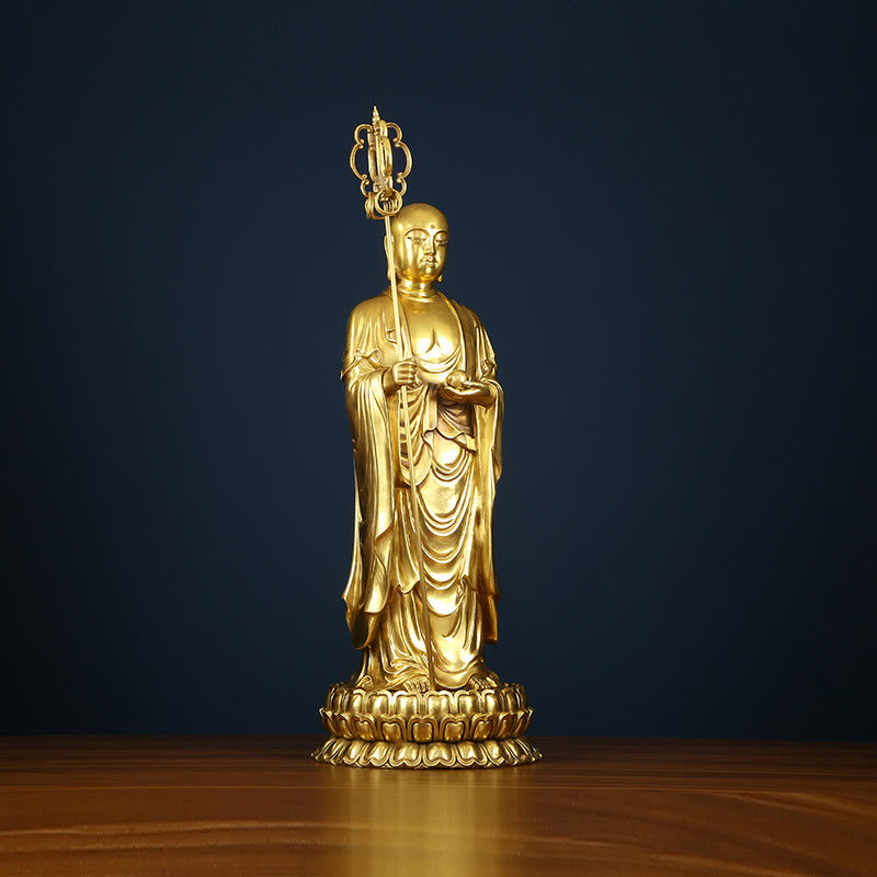 Ksitigarbha Bodhisattva Copper Buddha Statue 27cm Compassion
