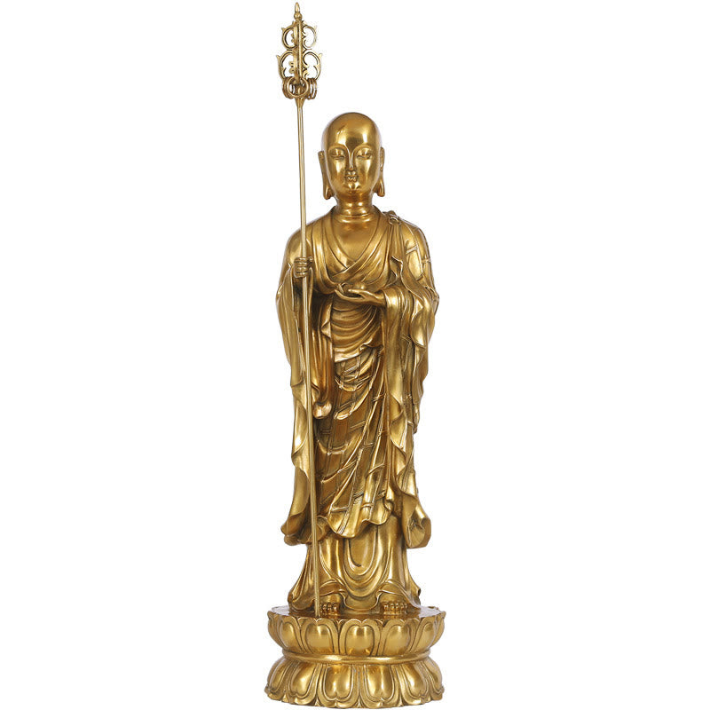 Ksitigarbha Bodhisattva Copper Buddha Statue 27cm Compassion