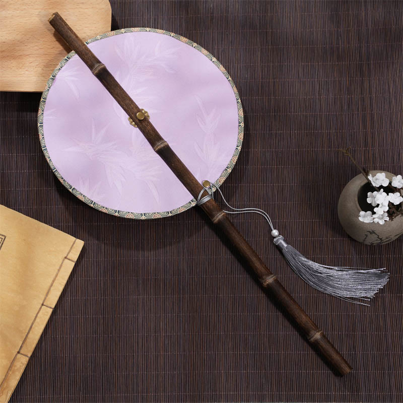 Cherry Bamboo Leaf Fan with Grape Pattern | Zen Decor
