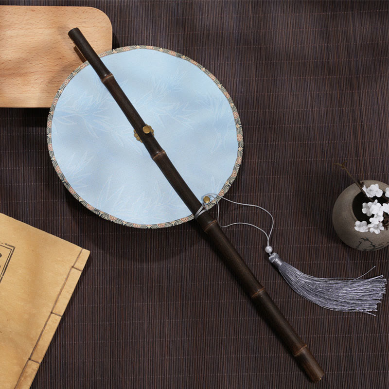 Cherry Bamboo Leaf Fan with Grape Pattern | Zen Decor